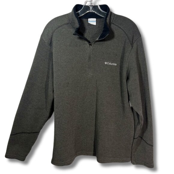 Columbia Mens L Long Sleeve Gray Half Zip Fleece Pullover GORP Hiking Camping - Picture 1 of 10